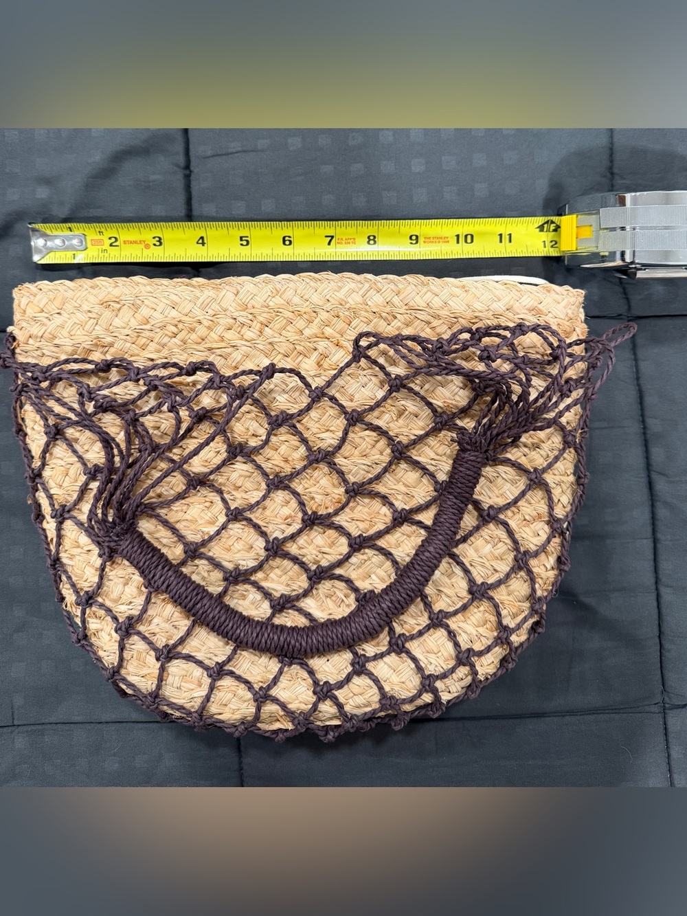 J. Crew Tan Straw Tote with Dark Brown Macramé Overlay - Picture 12 of 12